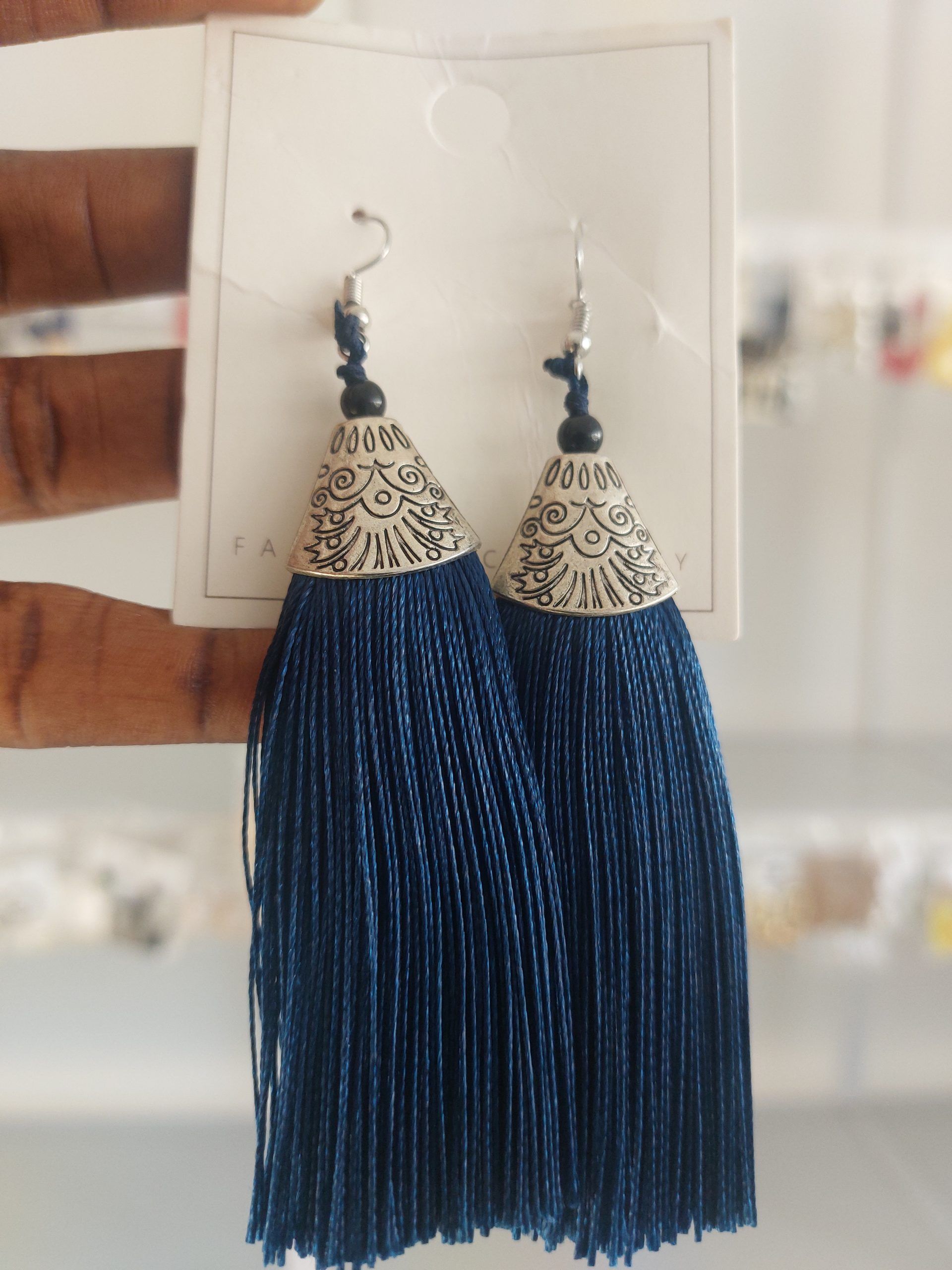 Dark blue 2025 tassel earrings