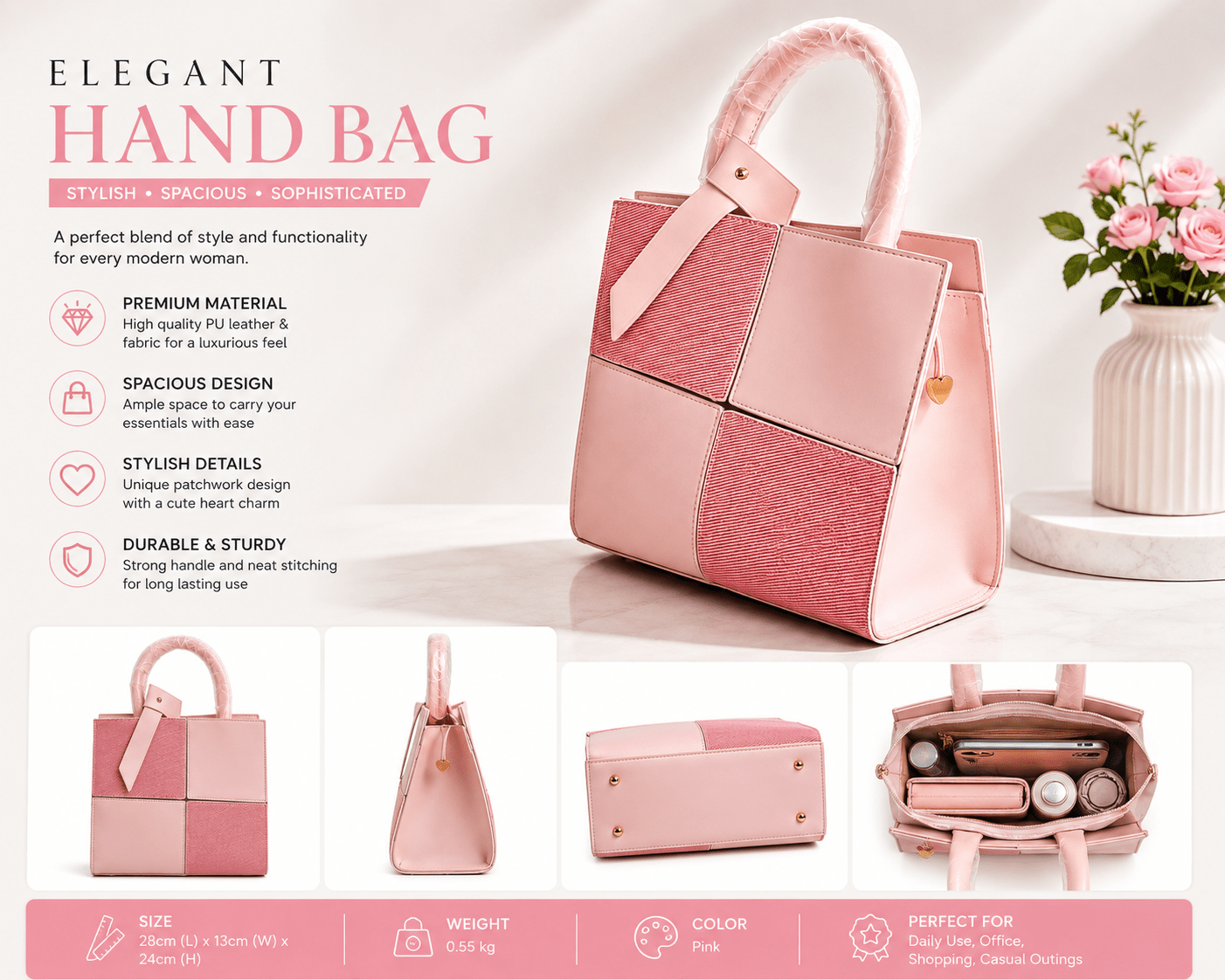 Ladies bag pink design